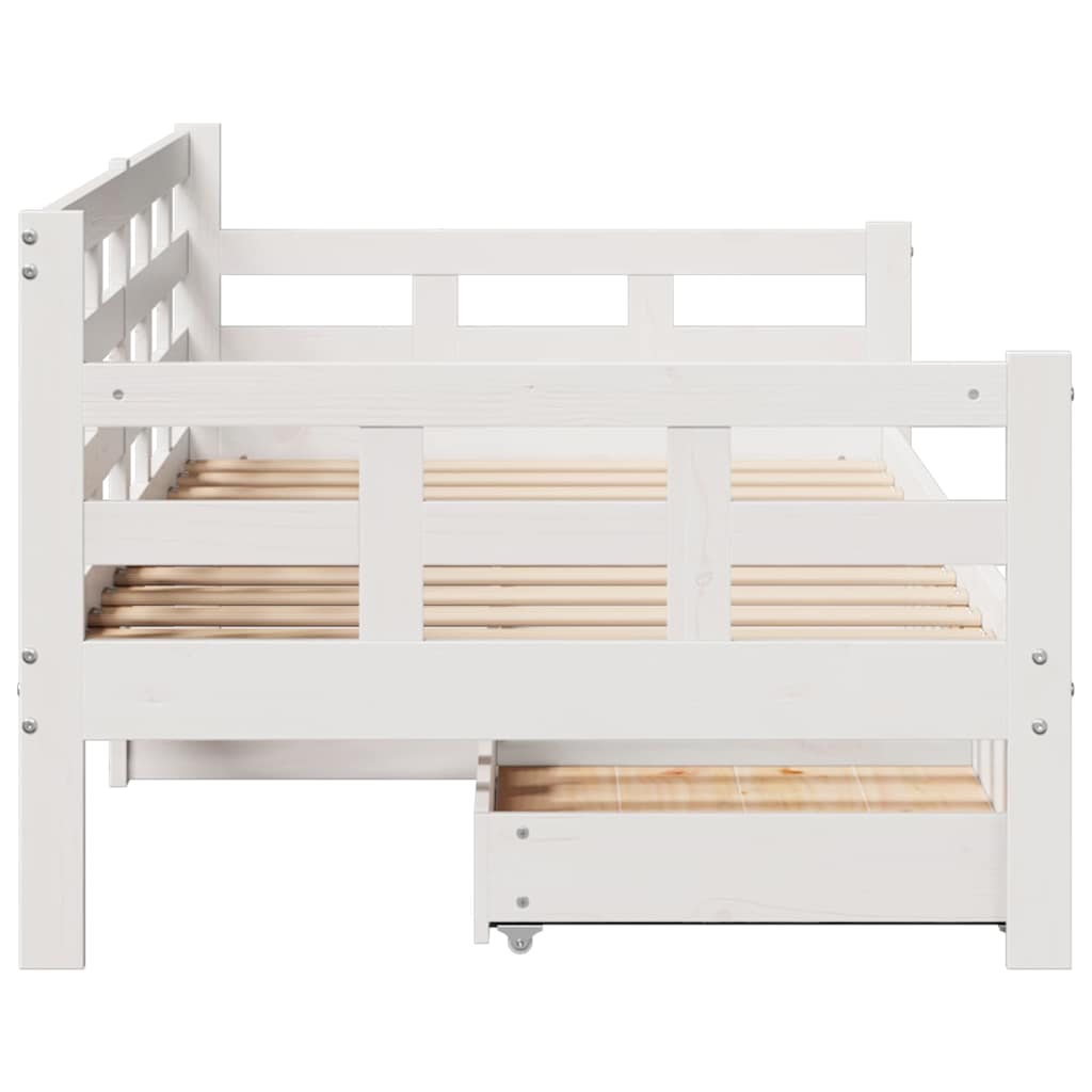 Daybed with Drawers without Mattress White 90x200 cm Solid Wood - Bargainia.com - 