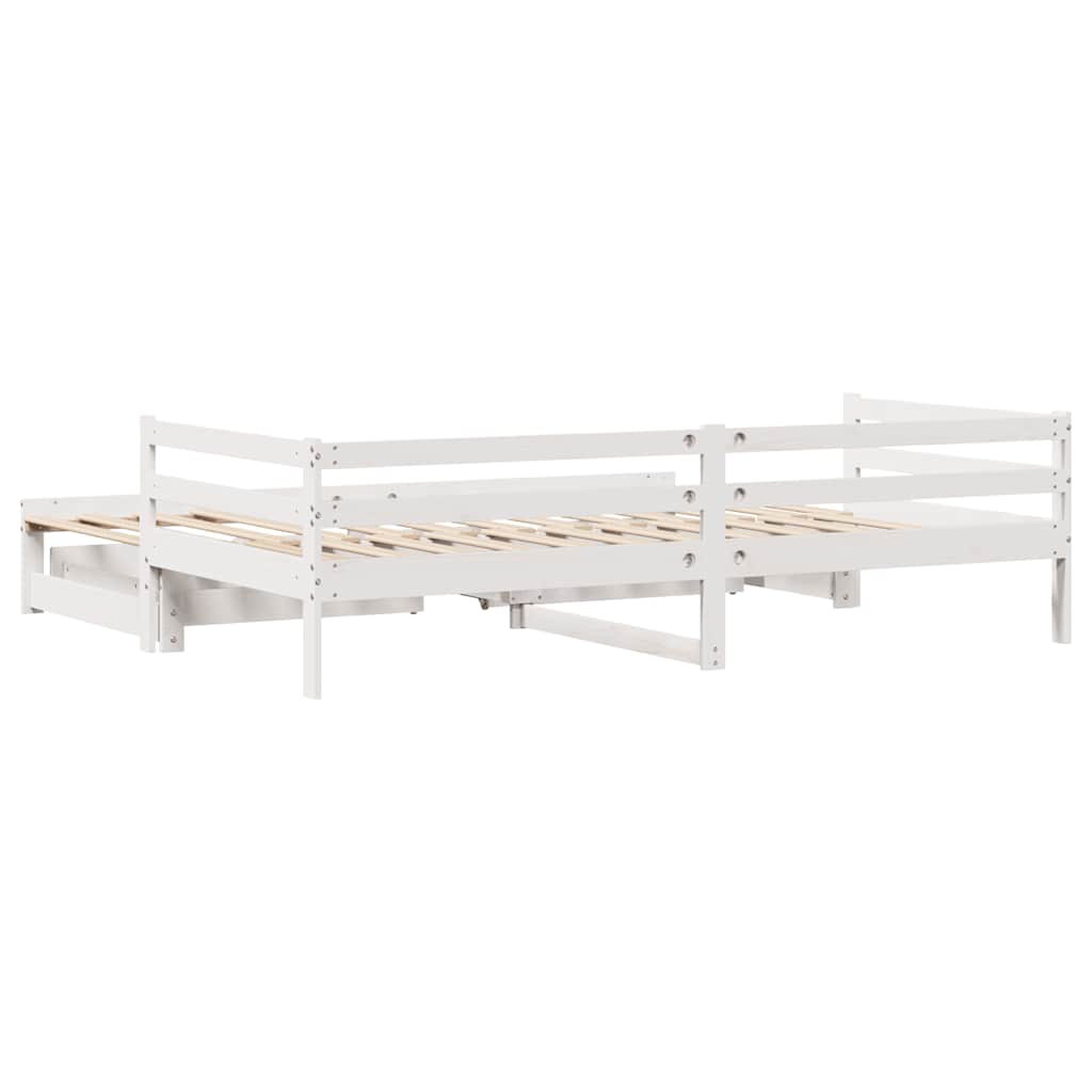 Daybed with Drawers without Mattress White 90x200 cm Solid Wood - Bargainia.com - 