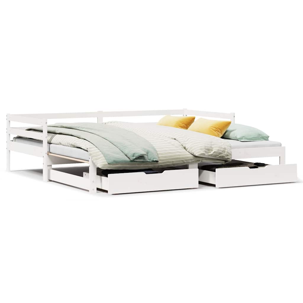 Daybed with Drawers without Mattress White 90x200 cm Solid Wood - Bargainia.com - 