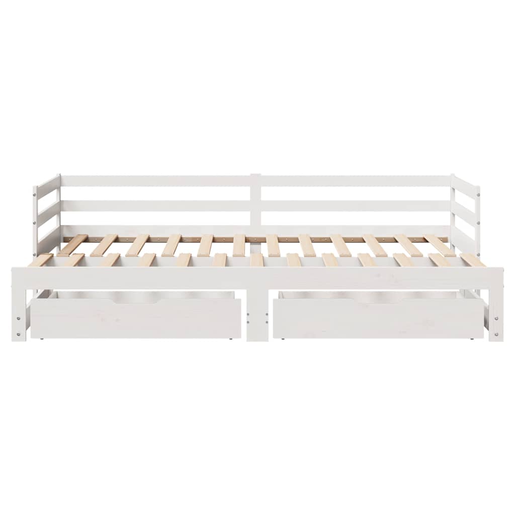 Daybed with Drawers without Mattress White 90x200 cm Solid Wood - Bargainia.com - 