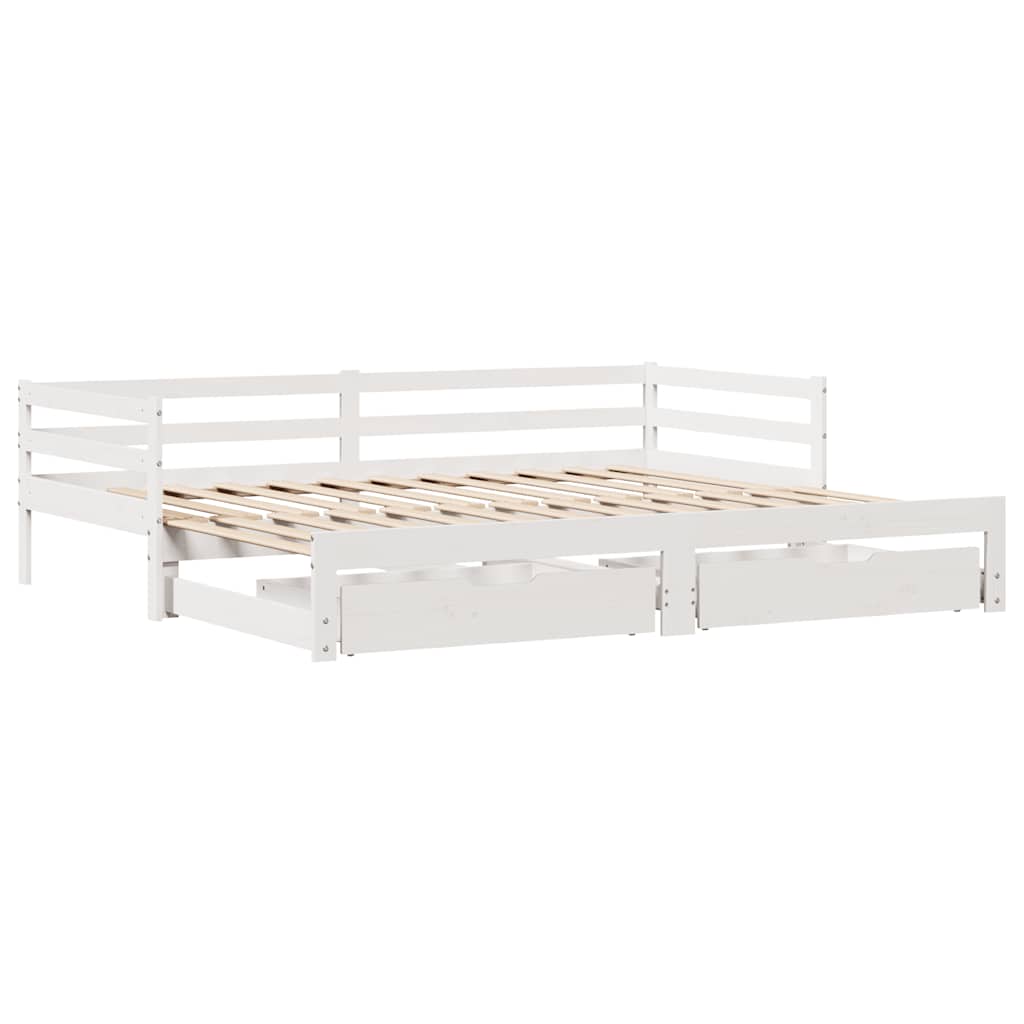 Daybed with Drawers without Mattress White 90x200 cm Solid Wood - Bargainia.com - 