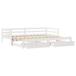 Daybed with Drawers without Mattress White 90x200 cm Solid Wood - Bargainia.com - 
