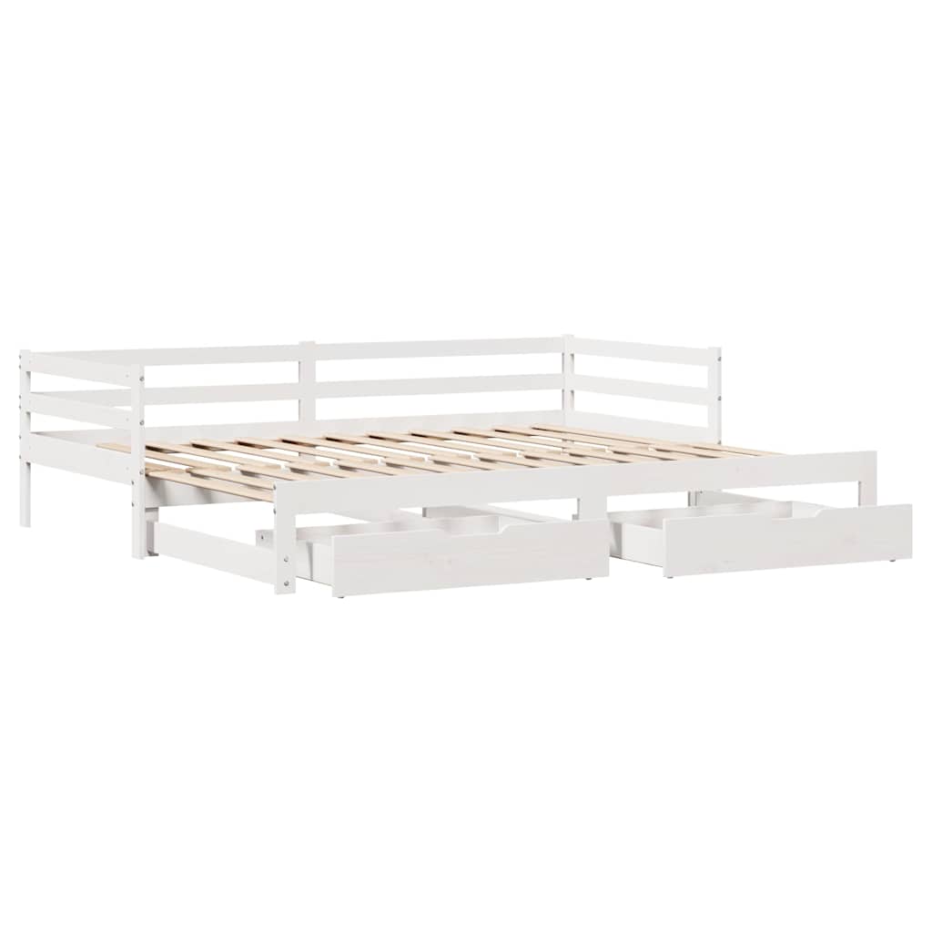 Daybed with Drawers without Mattress White 90x200 cm Solid Wood - Bargainia.com - 