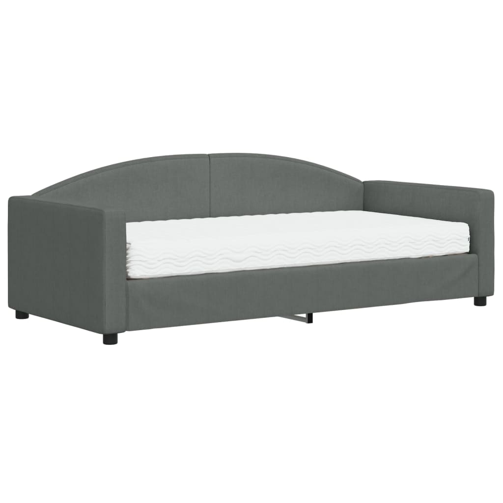 Daybed with Mattress Blue Dark Grey 90x190 cm Fabric - Bargainia.com - 