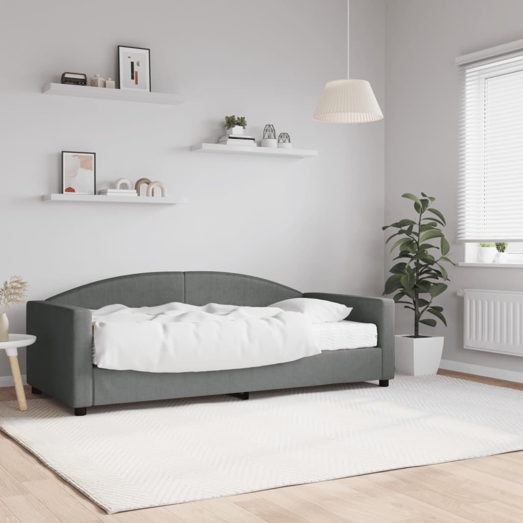 Daybed with Mattress Blue Dark Grey 90x190 cm Fabric - Bargainia.com - 