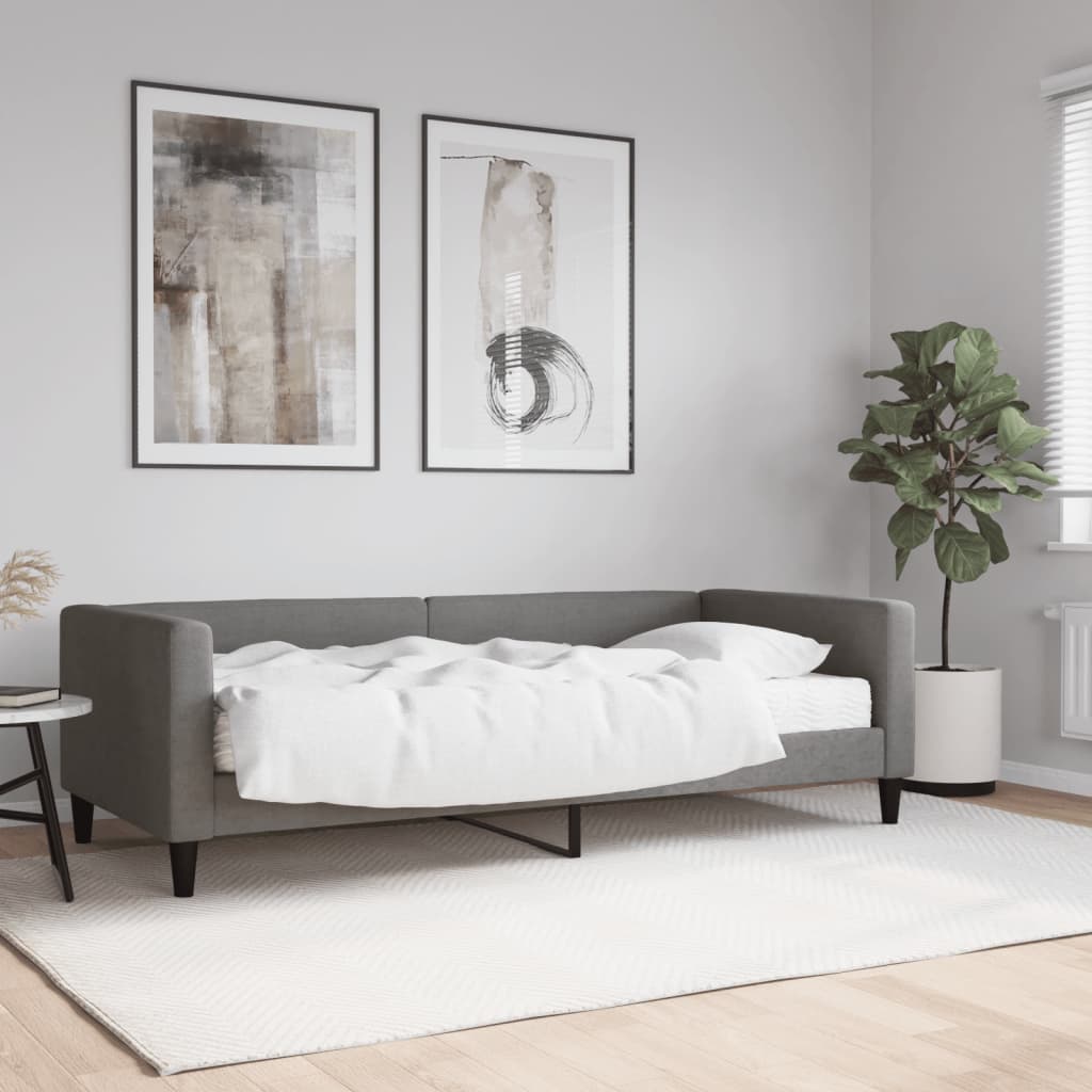 Daybed with Mattress Dark Grey 90x190 cm Fabric - Bargainia.com - 