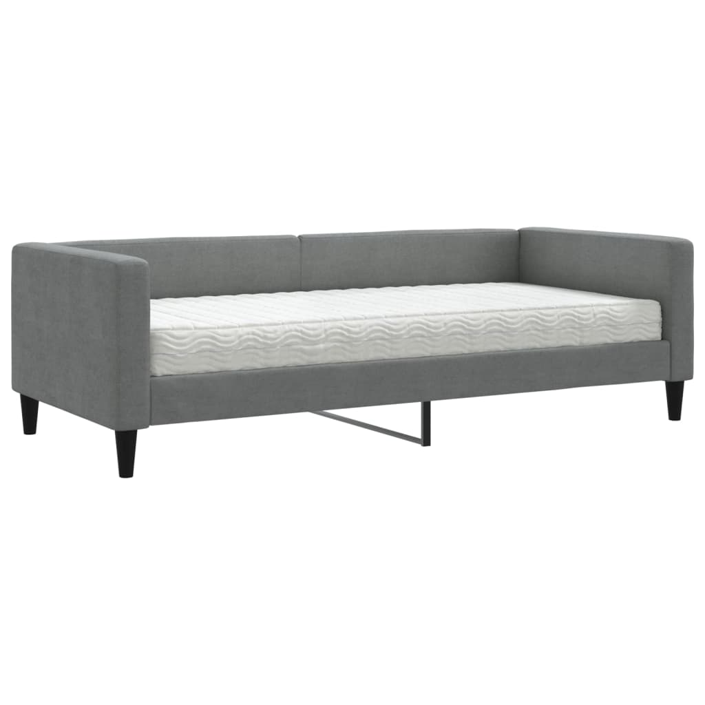 Daybed with Mattress Dark Grey 90x190 cm Fabric - Bargainia.com - 