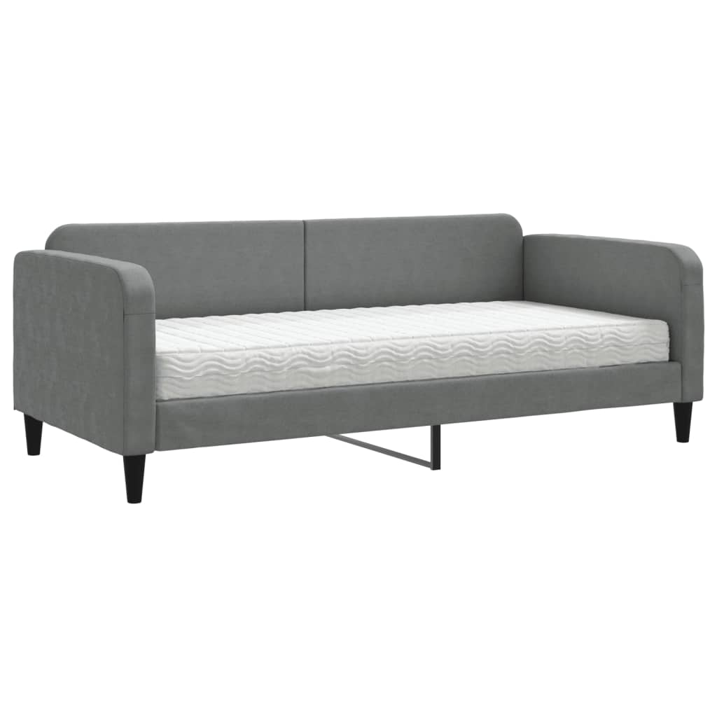 Daybed with Mattress Dark Grey 90x190 cm Fabric - Bargainia.com - 