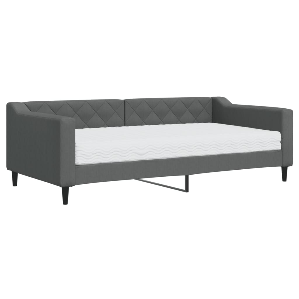 Daybed with Mattress Dark Grey 90x190 cm Fabric - Bargainia.com - 