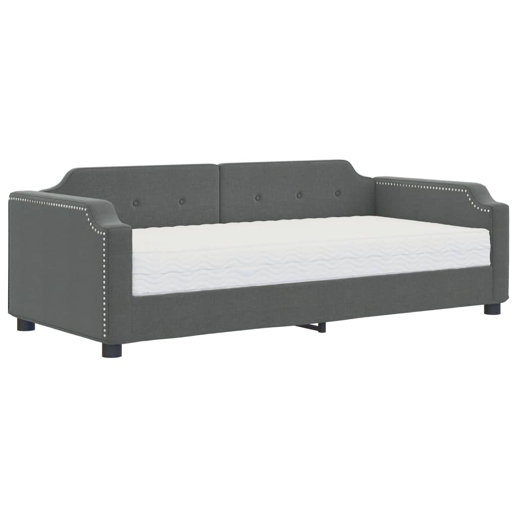 Daybed with Mattress Dark Grey 90x190 cm Fabric - Bargainia.com - 