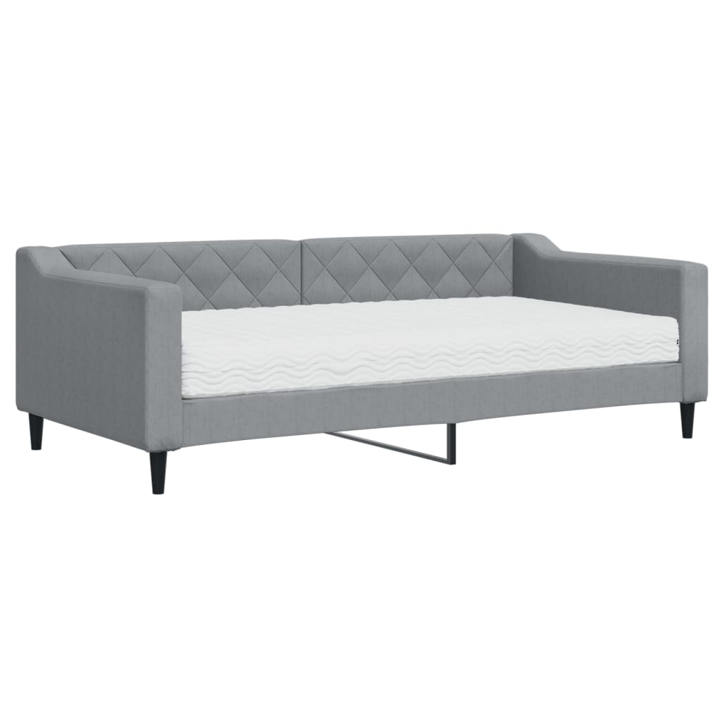 Daybed with Mattress Light Grey 90x190 cm Fabric - Bargainia.com - 