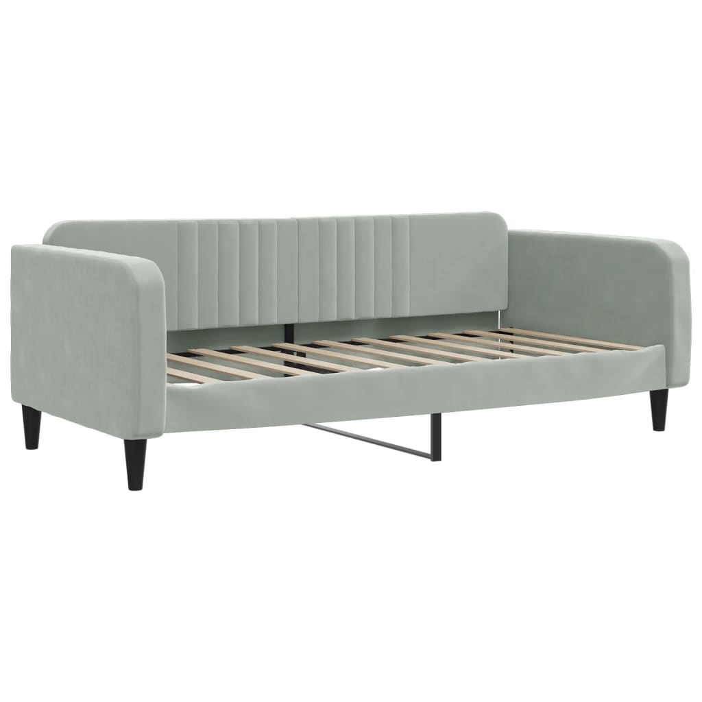 Daybed with Mattress Light Grey 90x190 cm Velvet - Bargainia.com - 