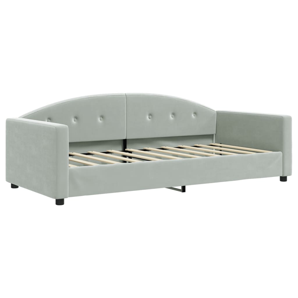 Daybed with Mattress Light Grey 90x190 cm Velvet - Bargainia.com - 