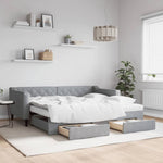 Daybed with Trundle and Drawers Light Grey 90x190 cm Fabric - Bargainia.com - 