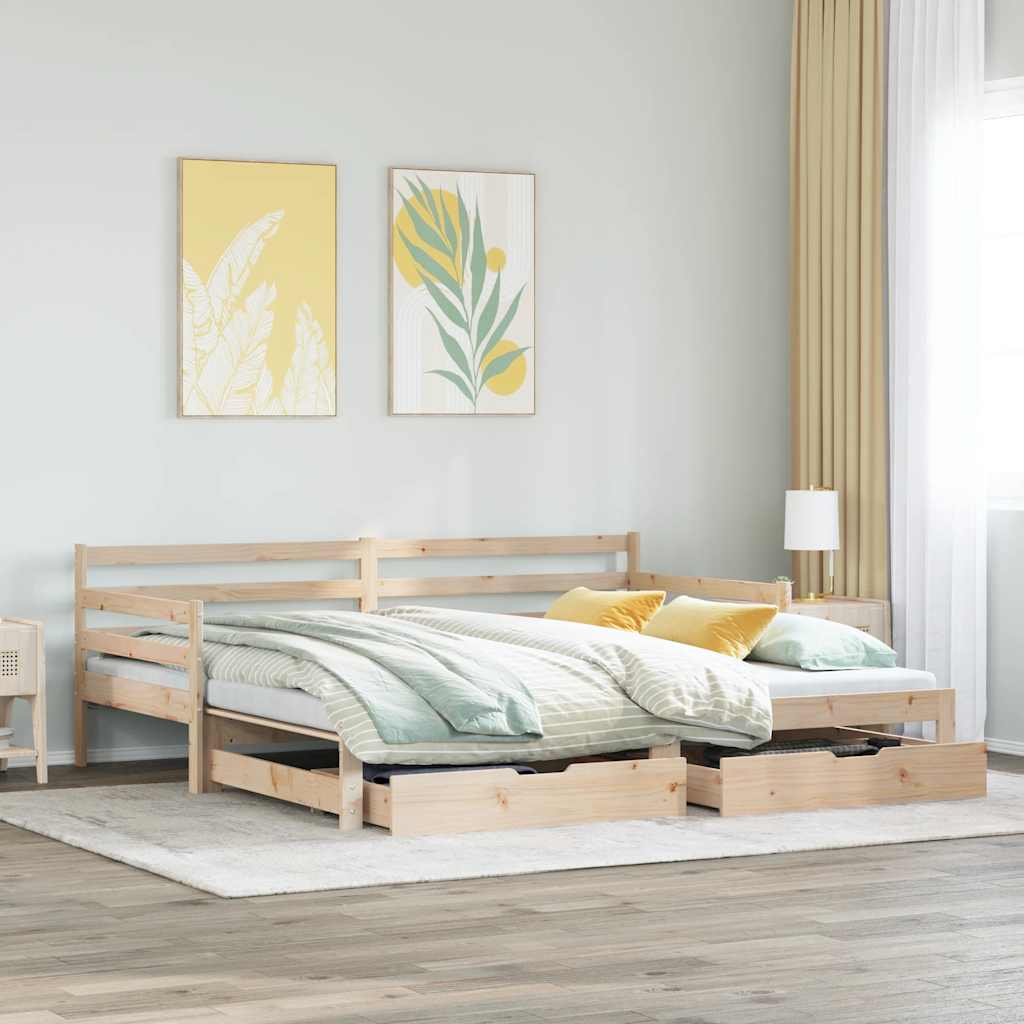 Daybed with Trundle and Drawers without Mattress 80x200 cm - Bargainia.com - 