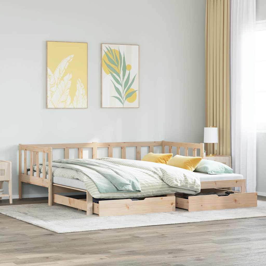 Daybed with Trundle and Drawers without Mattress 80x200 cm - Bargainia.com - 