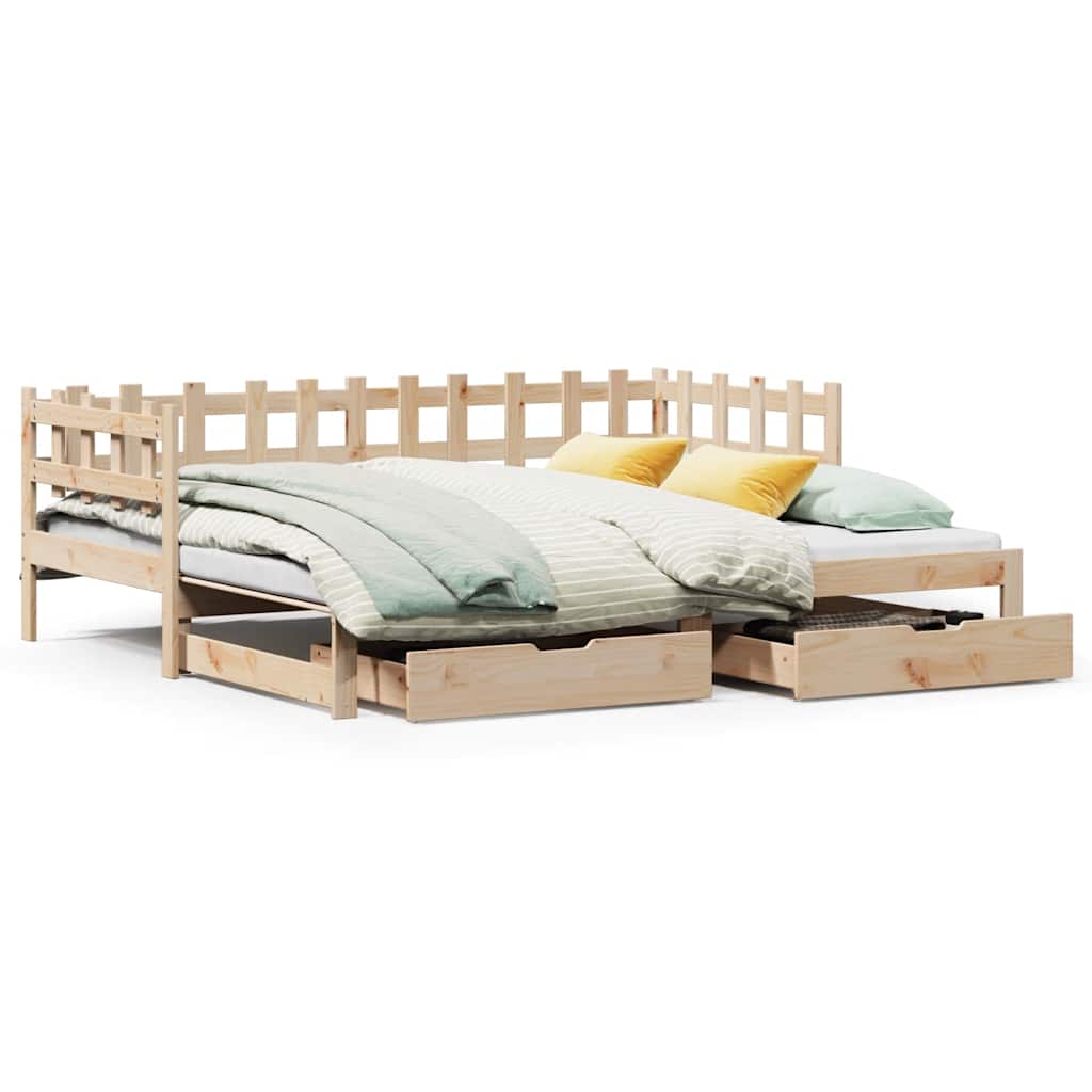 Daybed with Trundle and Drawers without Mattress 80x200 cm - Bargainia.com - 