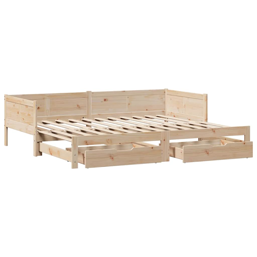 Daybed with Trundle and Drawers without Mattress 90x190 cm Single - Bargainia.com - 