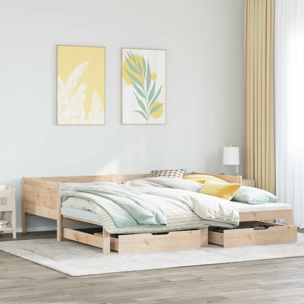 Daybed with Trundle and Drawers without Mattress 90x190 cm Single - Bargainia.com - 