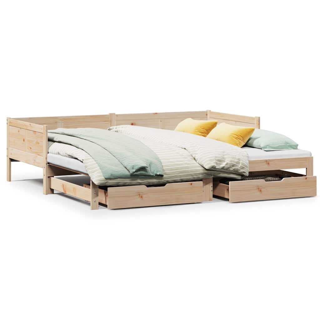 Daybed with Trundle and Drawers without Mattress 90x190 cm Single - Bargainia.com - 