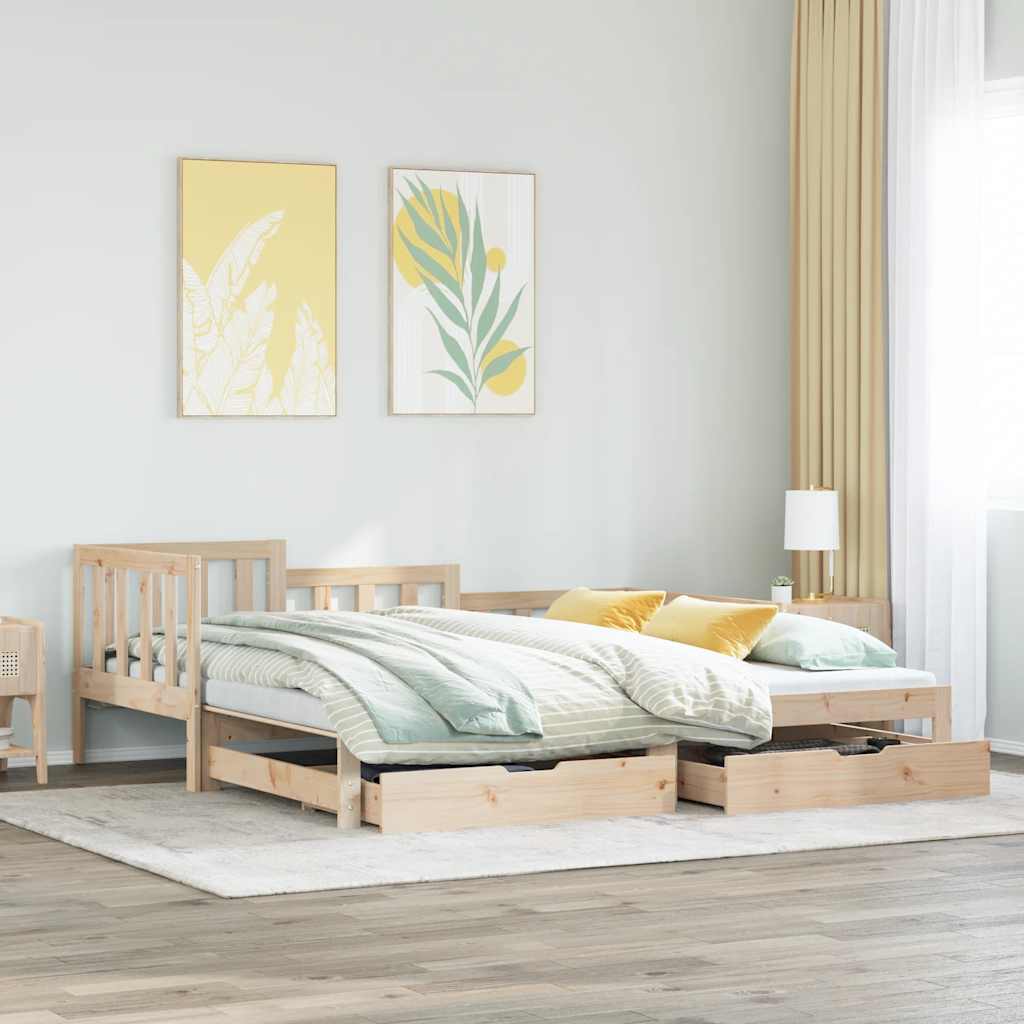 Daybed with Trundle and Drawers without Mattress 90x190 cm Single - Bargainia.com - 
