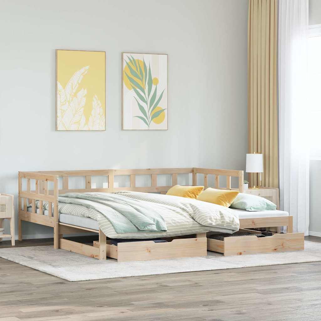 Daybed with Trundle and Drawers without Mattress 90x200 cm - Bargainia.com - 