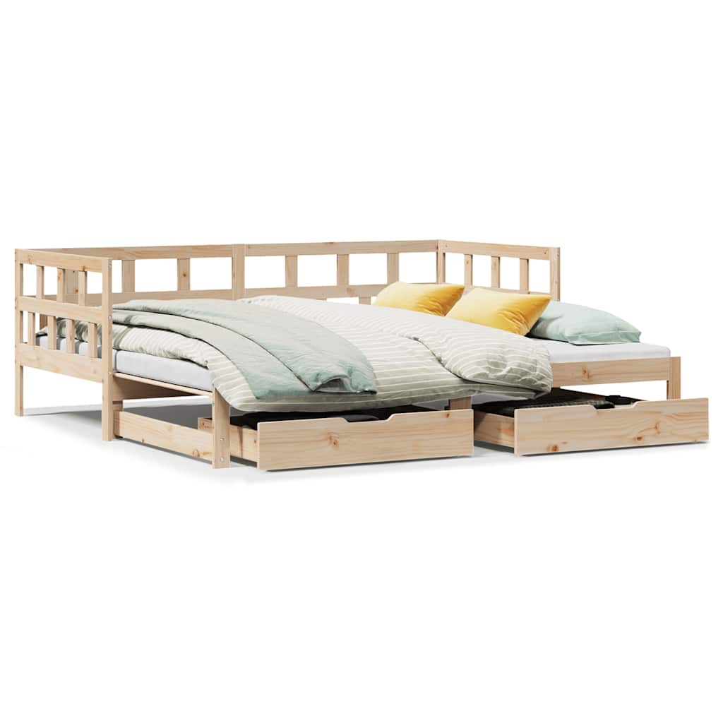 Daybed with Trundle and Drawers without Mattress 90x200 cm - Bargainia.com - 