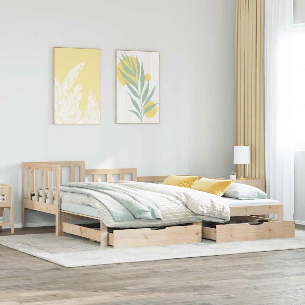 Daybed with Trundle and Drawers without Mattress 90x200 cm - Bargainia.com - 