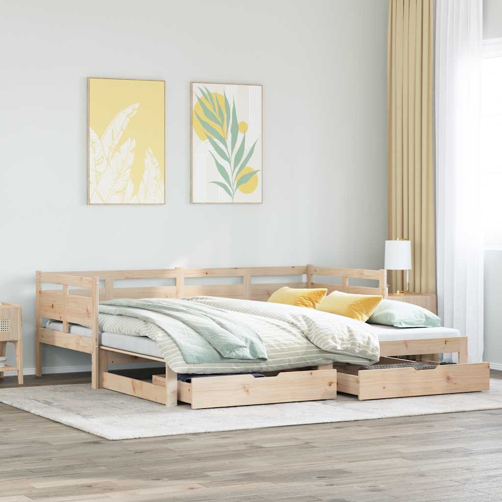 Daybed with Trundle and Drawers without Mattress 90x200 cm - Bargainia.com - 