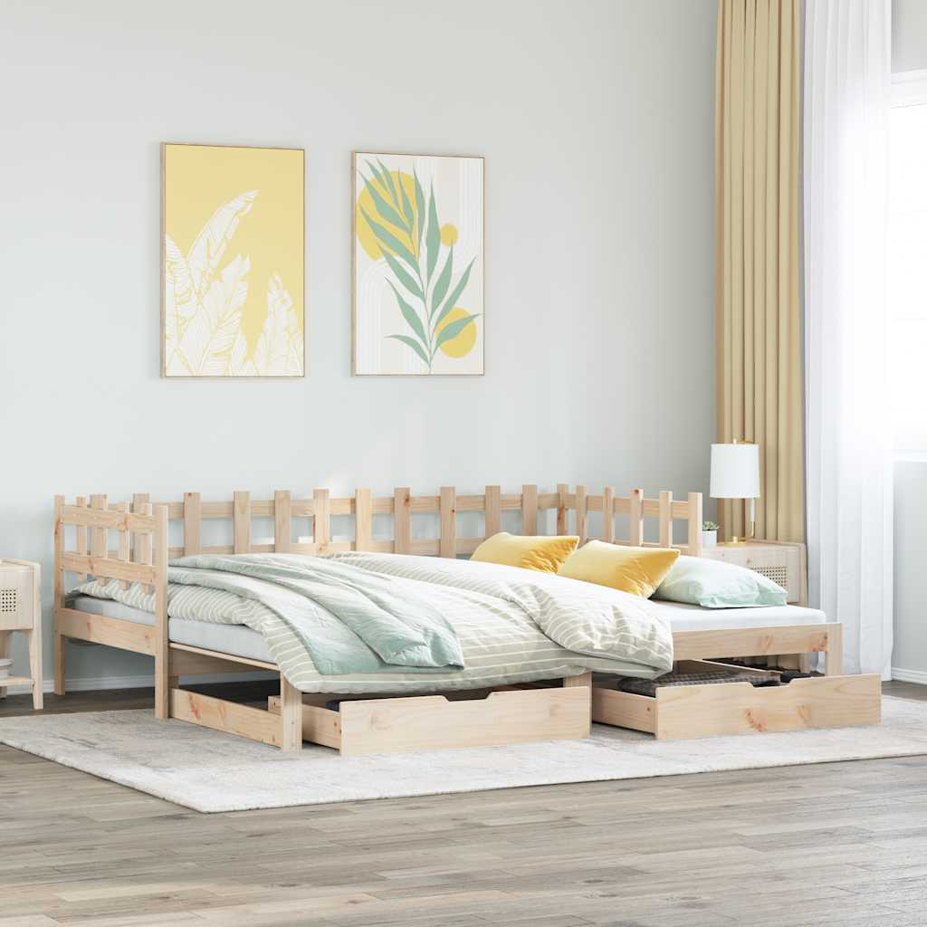 Daybed with Trundle and Drawers without Mattress 90x200 cm - Bargainia.com - 