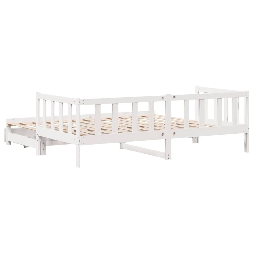 Daybed with Trundle and Drawers without Mattress White 80x200 cm - Bargainia.com - 