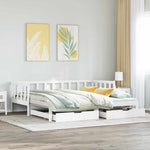 Daybed with Trundle and Drawers without Mattress White 80x200 cm - Bargainia.com - 