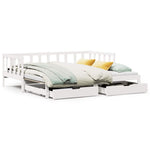 Daybed with Trundle and Drawers without Mattress White 80x200 cm - Bargainia.com - 