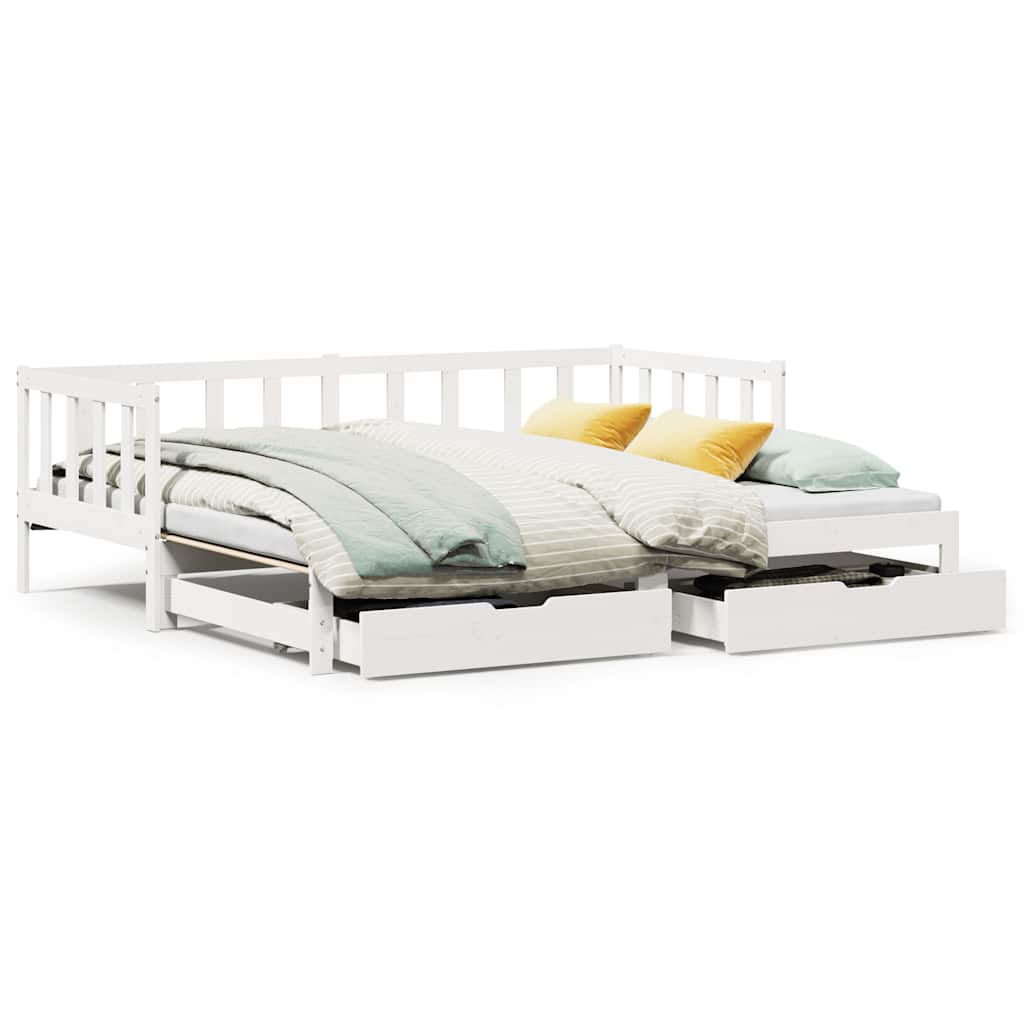 Daybed with Trundle and Drawers without Mattress White 80x200 cm - Bargainia.com - 