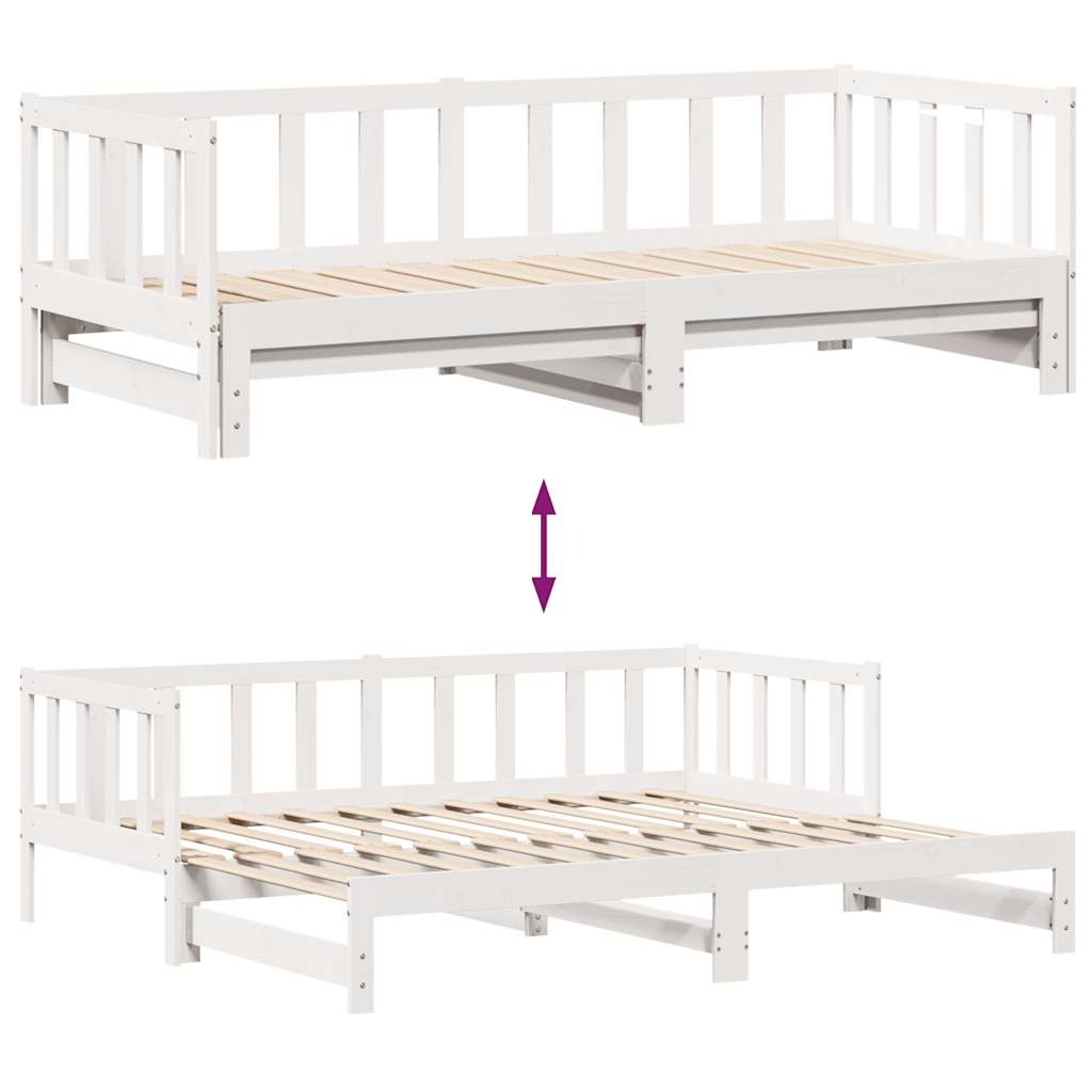 Daybed with Trundle and Drawers without Mattress White 80x200 cm - Bargainia.com - 