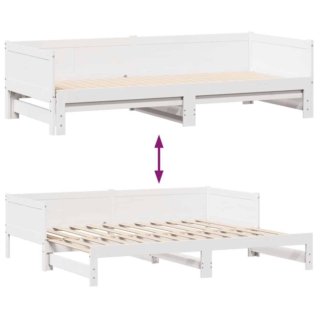 Daybed with Trundle and Drawers without Mattress White 80x200 cm - Bargainia.com - 