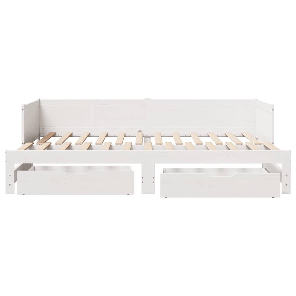Daybed with Trundle and Drawers without Mattress White 80x200 cm - Bargainia.com - 