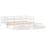 Daybed with Trundle and Drawers without Mattress White 80x200 cm - Bargainia.com - 