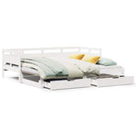 Daybed with Trundle and Drawers without Mattress White 80x200 cm - Bargainia.com - 
