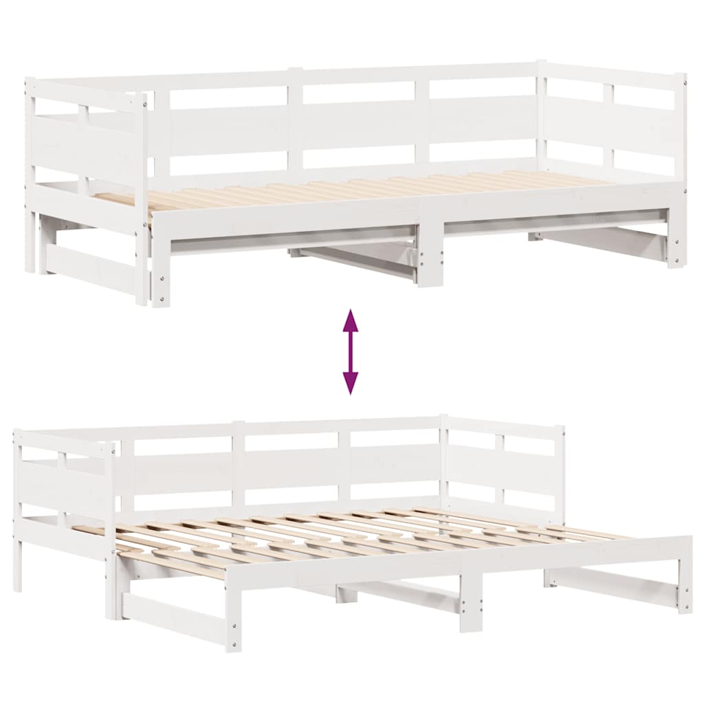 Daybed with Trundle and Drawers without Mattress White 80x200 cm - Bargainia.com - 