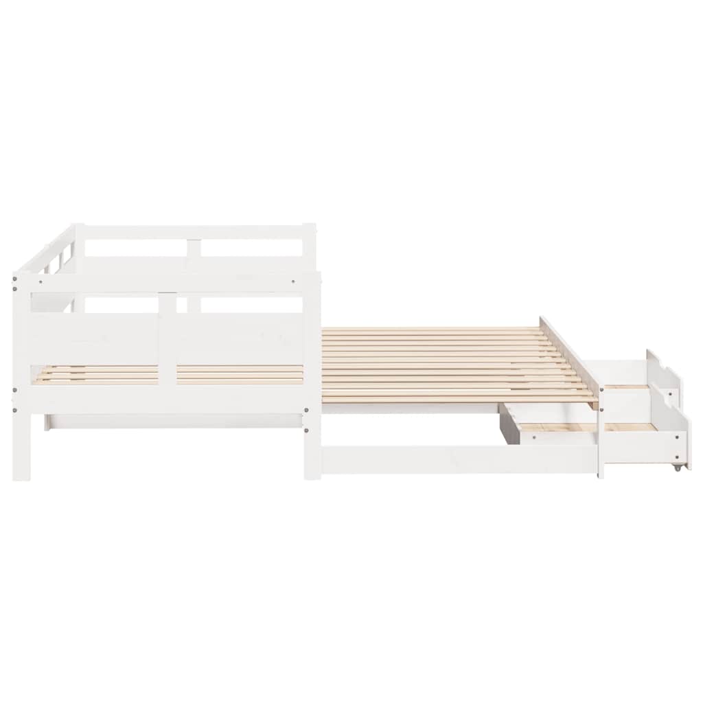 Daybed with Trundle and Drawers without Mattress White 80x200 cm - Bargainia.com - 