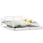 Daybed with Trundle and Drawers without Mattress White 80x200 cm - Bargainia.com - 