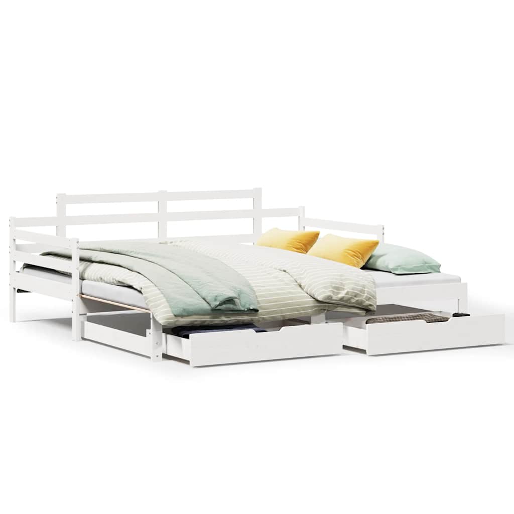 Daybed with Trundle and Drawers without Mattress White 80x200 cm - Bargainia.com - 