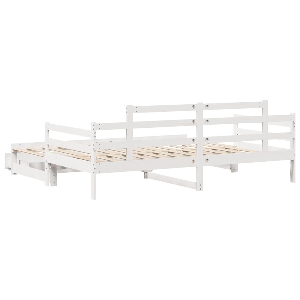 Daybed with Trundle and Drawers without Mattress White 80x200 cm - Bargainia.com - 