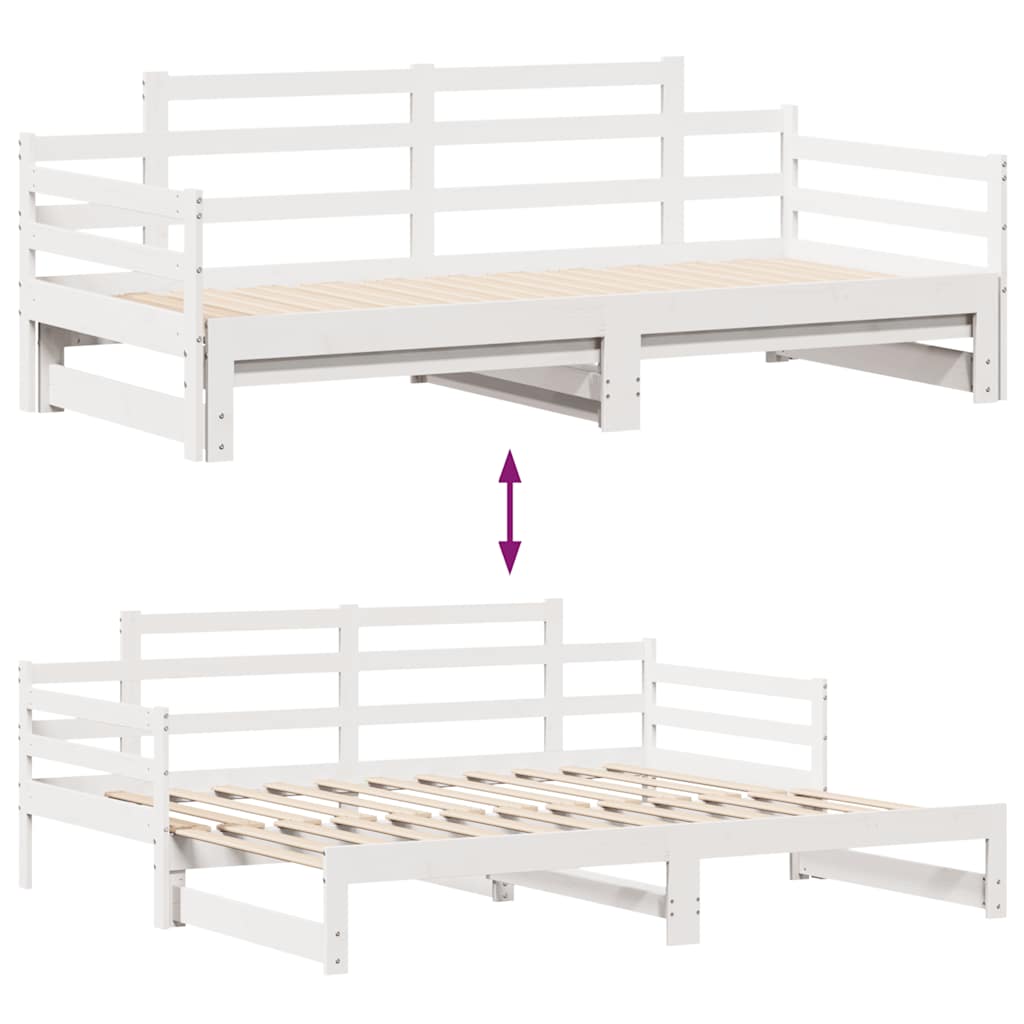 Daybed with Trundle and Drawers without Mattress White 80x200 cm - Bargainia.com - 