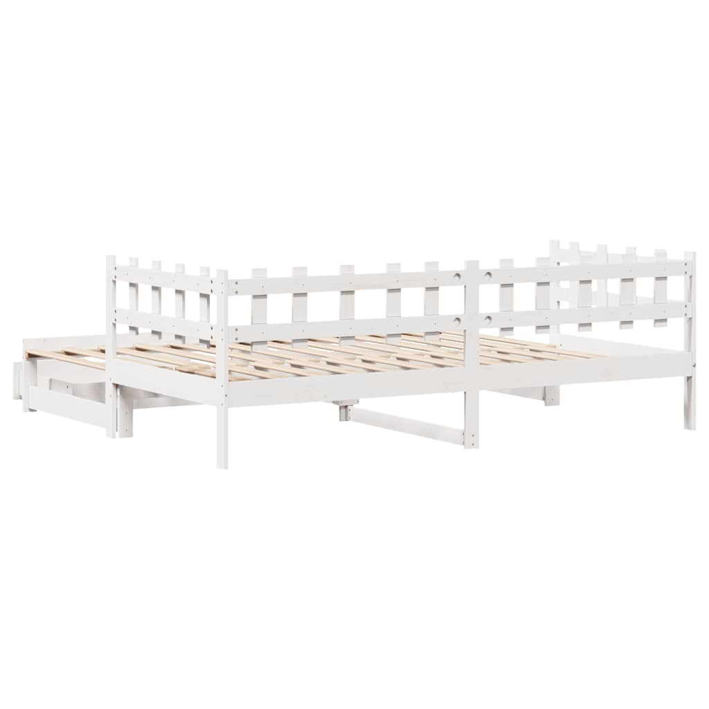 Daybed with Trundle and Drawers without Mattress White 80x200 cm - Bargainia.com - 