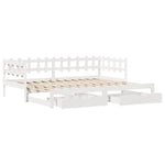 Daybed with Trundle and Drawers without Mattress White 80x200 cm - Bargainia.com - 