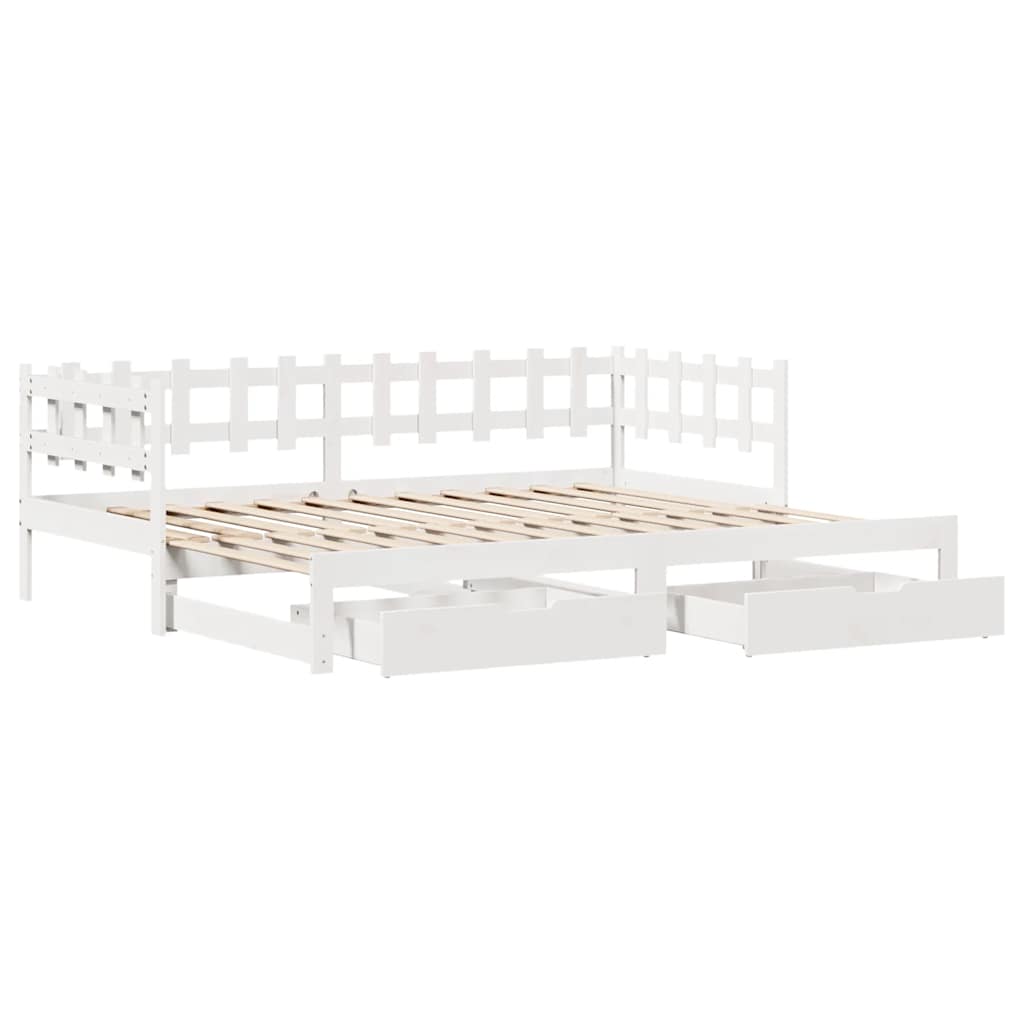 Daybed with Trundle and Drawers without Mattress White 80x200 cm - Bargainia.com - 
