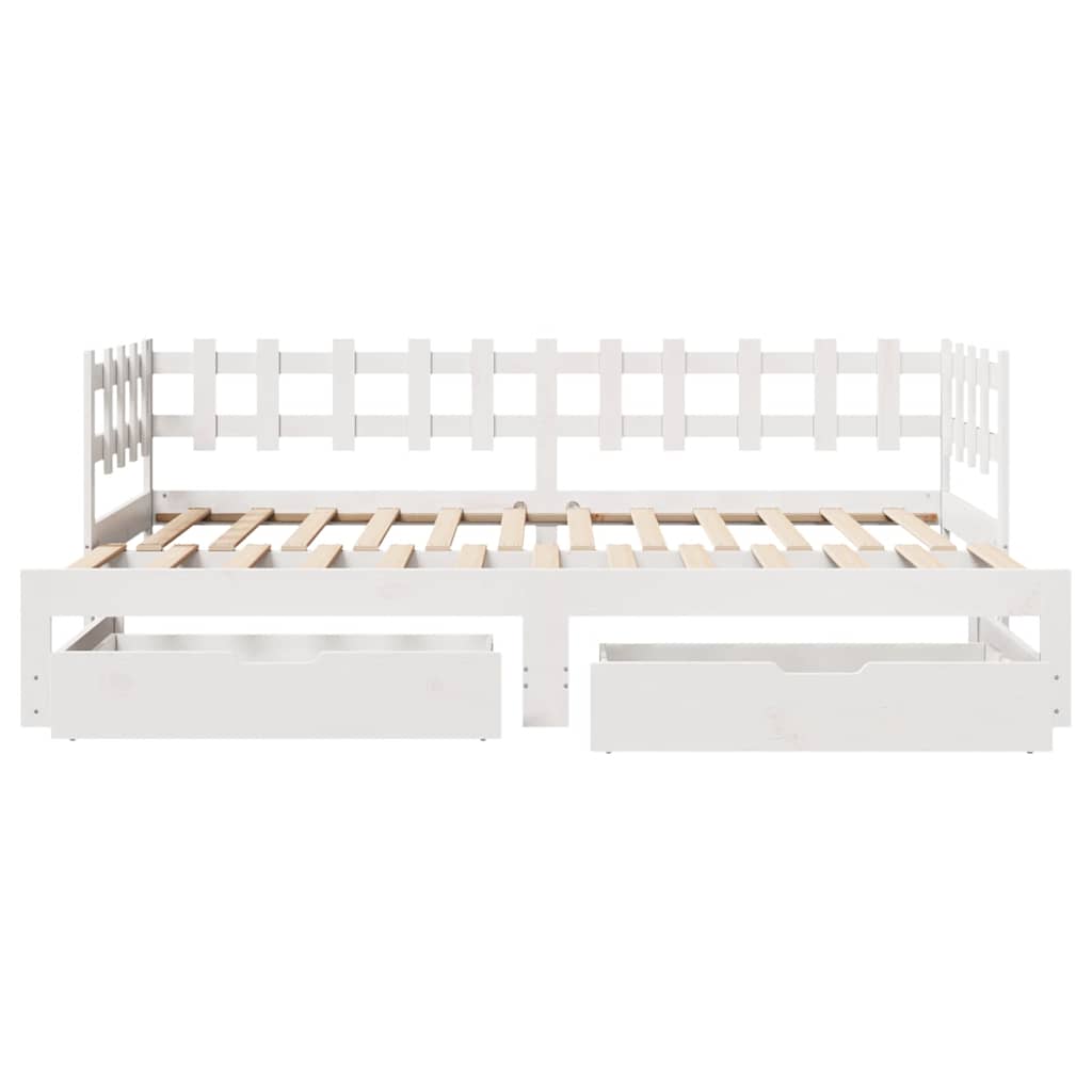 Daybed with Trundle and Drawers without Mattress White 80x200 cm - Bargainia.com - 