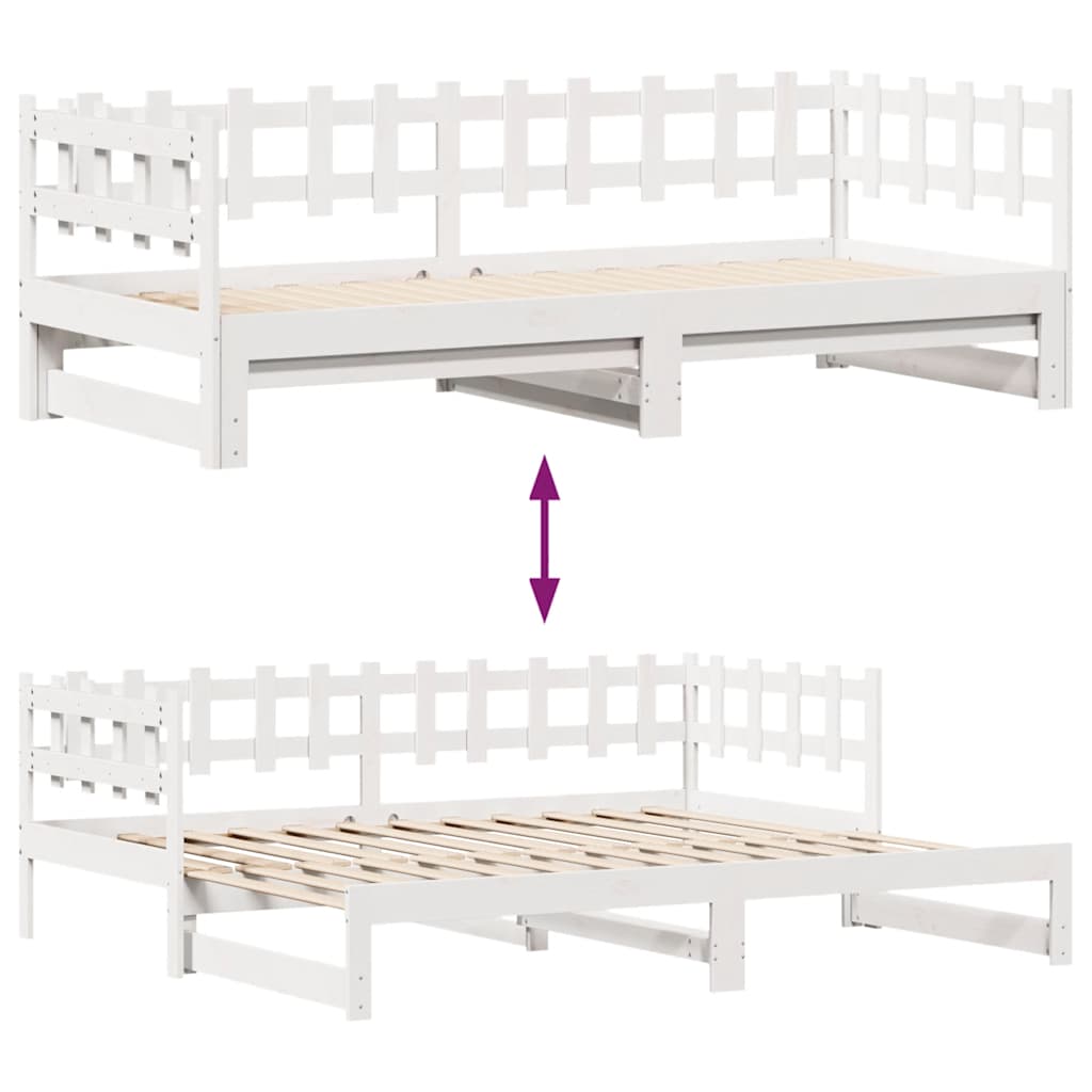 Daybed with Trundle and Drawers without Mattress White 80x200 cm - Bargainia.com - 